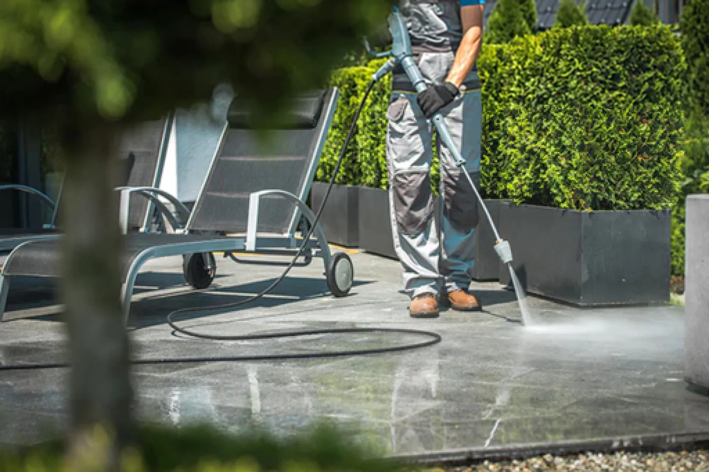 Patio receiving a careful pressure clean